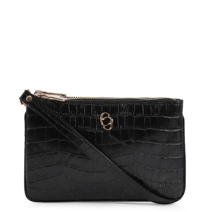 Bolsa Transversal - Couro Croco Preto