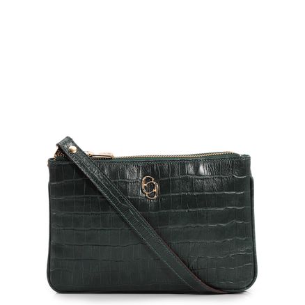 Bolsa Transversal - Couro Croco Verde