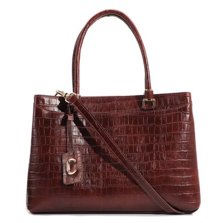 Bolsa Tote - Couro Croco Marrom