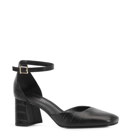 Scarpin - Couro Croco Preto