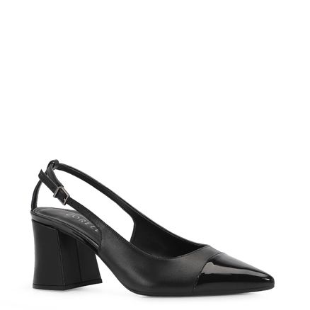 Scarpin - Couro Preto/Verniz Preto