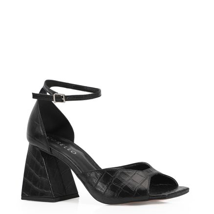 Sandália - Couro Croco Preto