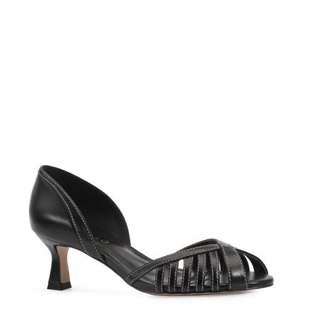 Peep Toe - Couro Preto