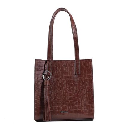 Bolsa Tote - Couro Croco Marrom