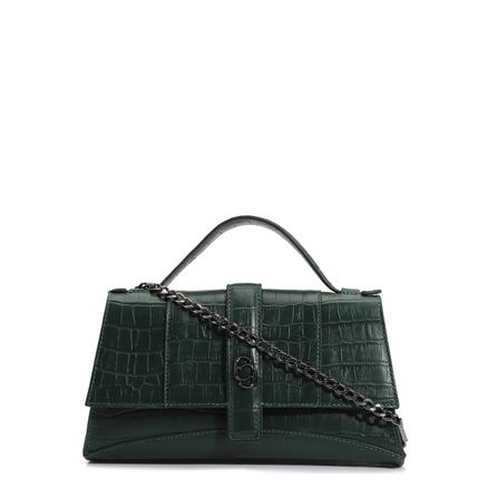 Bolsa De Mão - Couro Croco Verde