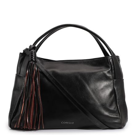 Bolsa Tote - Couro Preto/Mogno