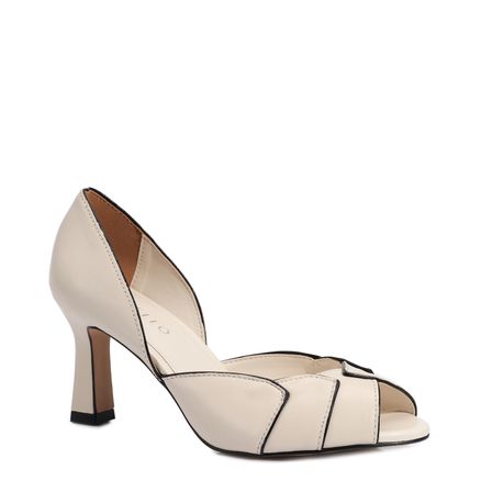 Peep Toe Details - Couro Off White