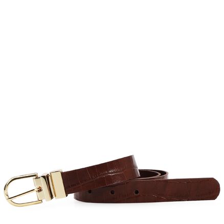 Cinto - Croco Mogno/Couro Mogno