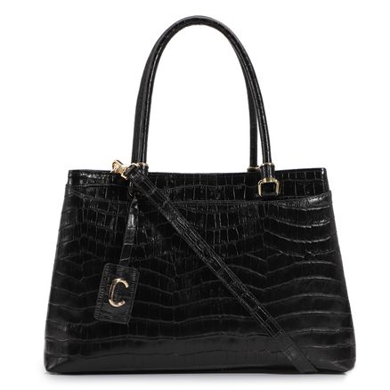 Bolsa Tote - Couro Croco Preto