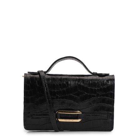 Bolsa De Mão - Couro Croco Preto