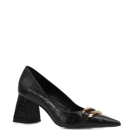 Scarpin - Couro Croco Preto