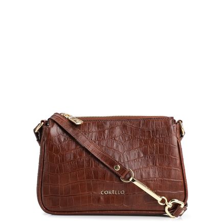 Bolsa De Ombro - Couro Croco Marrom