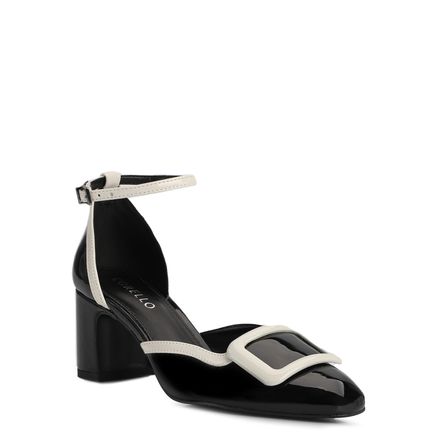 Scarpin - Verniz Preto/Off White