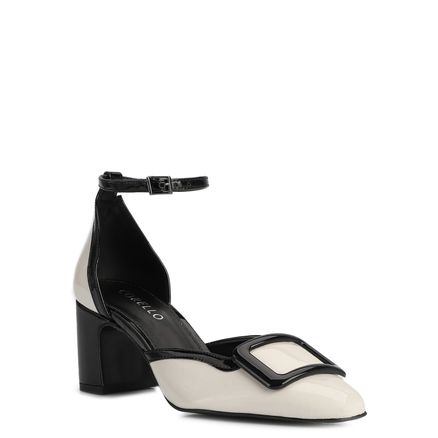 Scarpin - Verniz Off White/Preto