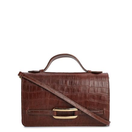 Bolsa De Mão - Couro Croco Marrom