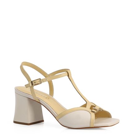 Sandália - Couro Off White/Amarelo