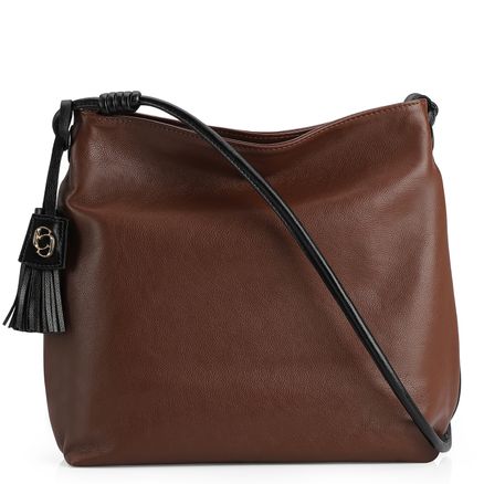 Bolsa Hobo - Couro Marrom/Couro Preto