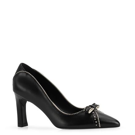 Scarpin - Couro Preto/Off White