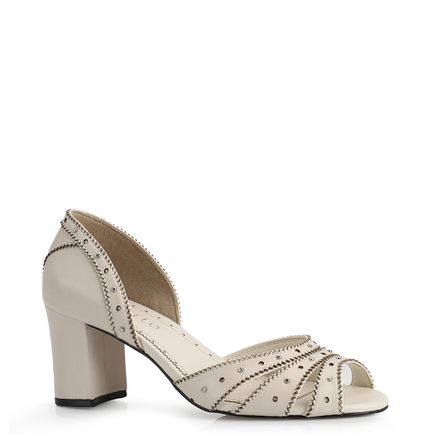 Peep Toe - Couro Off White