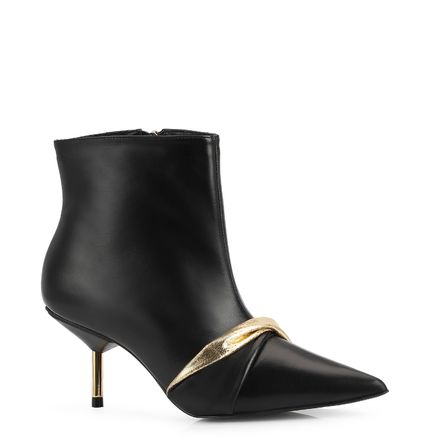 Bota - Couro Preto/Dourado