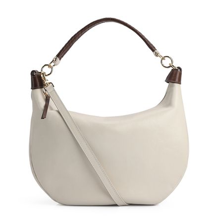 Bolsa Hobo - Couro Off White /Marrom