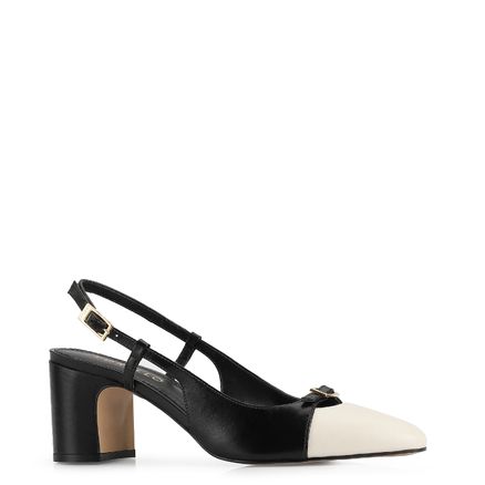 Scarpin - Couro Preto/Off White