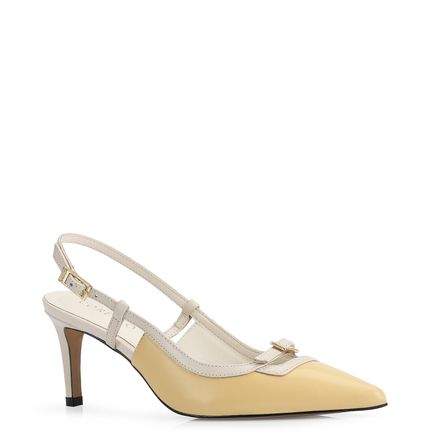 Scarpin - Couro Amarelo/Off White