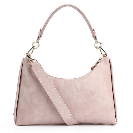 Bolsa De Ombro - Couro Estonado Rosa