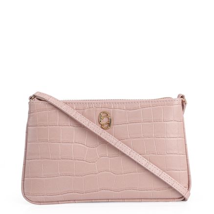 Bolsa Transversal - Couro Croco Rosa