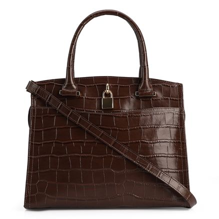 Bolsa Tote - Couro Croco Marrom