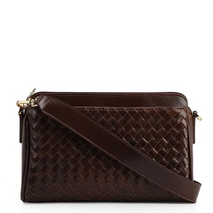 Bolsa Transversal - Tressê Couro Marrom