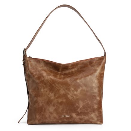 Bolsa Hobo - Couro Estonado Marrom