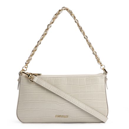 Bolsa De Ombro - Couro Croco Off White