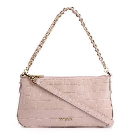 Bolsa De Ombro - Couro Croco Rosa