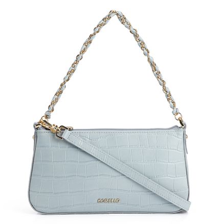 Bolsa De Ombro - Couro Croco Azul