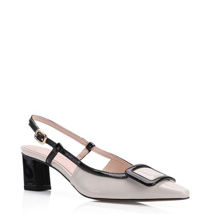 Scarpin - Verniz Off White/Preto