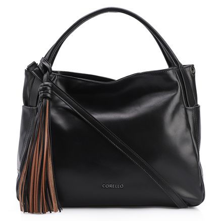 Bolsa Tote - Couro Preto/Marrom