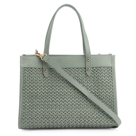 Bolsa Tote - Couro Verde/Crochet Verde