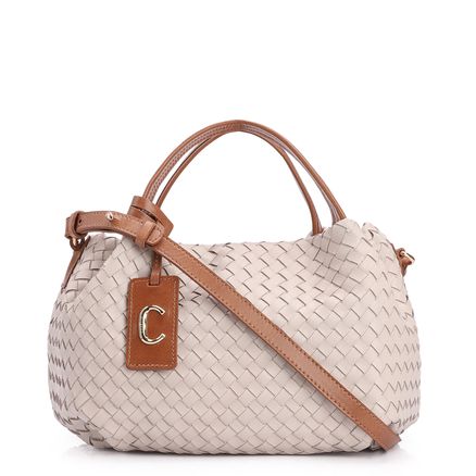 Bolsa Tote - Couro Off White/Marrom