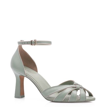 Peep Toe - Couro Verde/Alt Off White