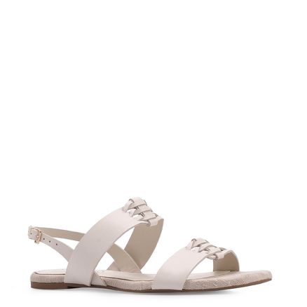 Rasteirinha Trançada - Couro Off White/Alt Off White