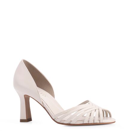 Peep Toe - Couro Off White