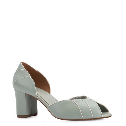 Peep Toe - Couro Verde/Alt Off White