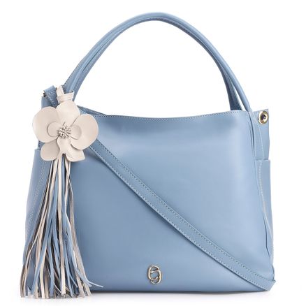 Bolsa Tote Flor - Couro Azul