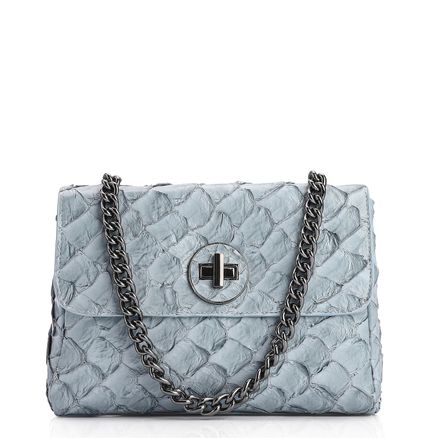 Bolsa De Ombro Pirarucu - Couro Azul