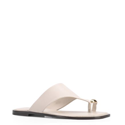 Rasteirinha Toe Ring - Couro Off White