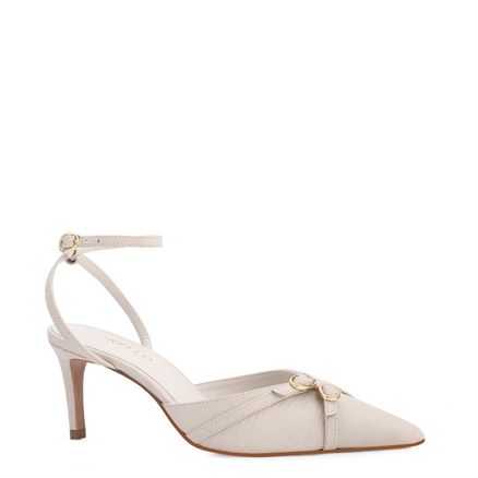 Scarpin - Couro Lezard Off White