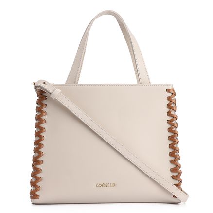 Bolsa Tote - Couro Off White/Marrom