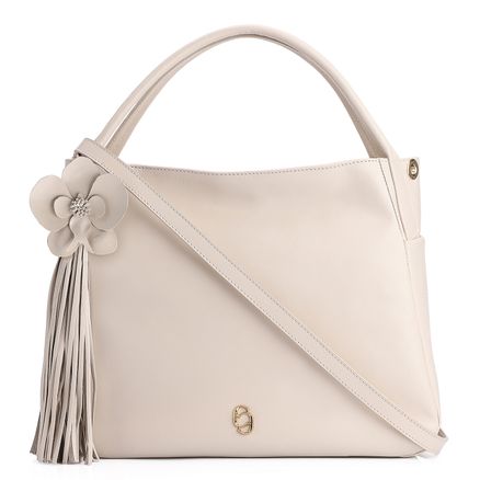 Bolsa Tote Flor - Couro Off White