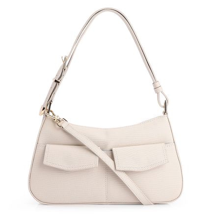 Bolsa De Ombro - Couro Lezard Off White